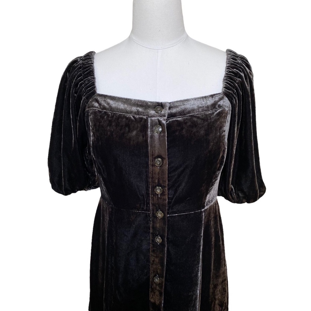 J. Crew Puff-sleeve Velvet Dress in Black NWT - Picture 7 of 14